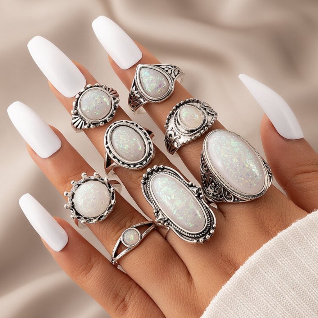Imoli 8pcs Oval & Round Decor Ring